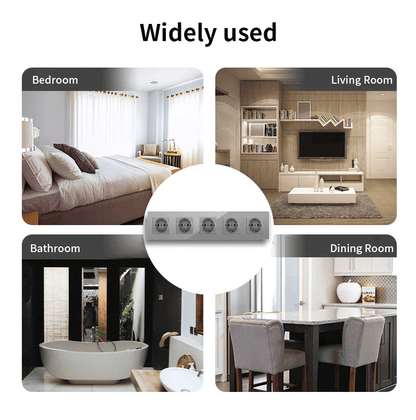AnjieloSmart European standard 86-type German-style five-gang socket with glass panel, 16A wall power socket Russia