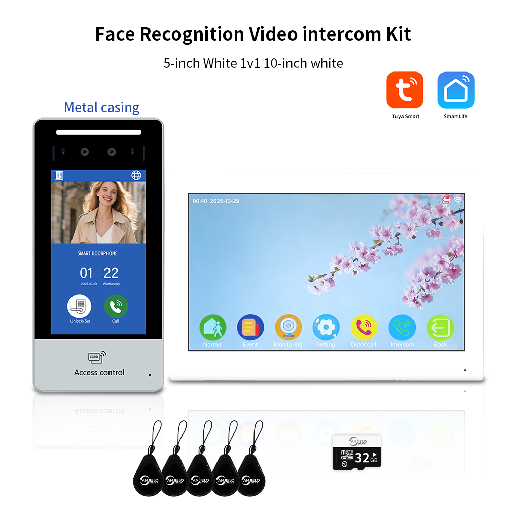 AnjieloSmart Newest Facial Recognition Video Intercom Multi-screen Display  IP AI Terminal For Multi-Apartment