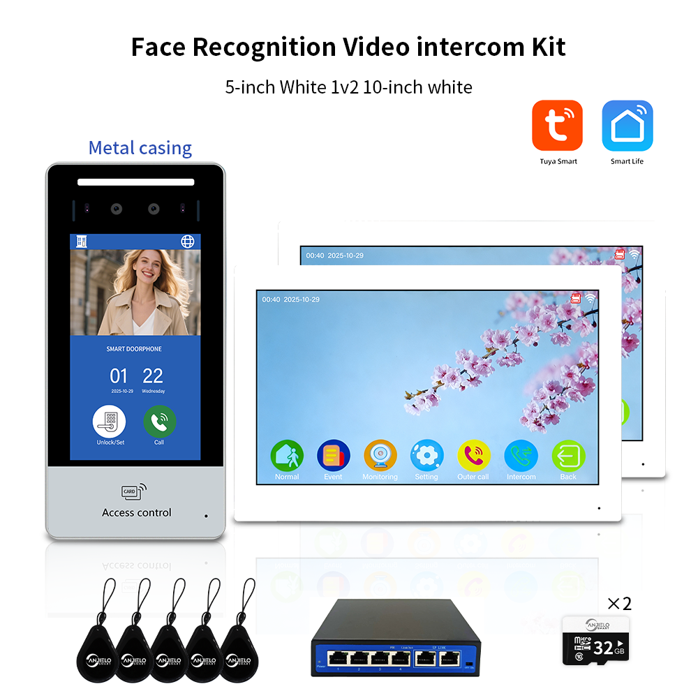 AnjieloSmart Newest Facial Recognition Video Intercom Multi-screen Display  IP AI Terminal For Multi-Apartment