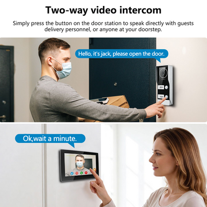 AnjieloSmart Tuya Smart 2-Wire Video Intercom System 7" HD Touch Screen for 2-4 Families