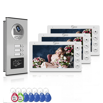 Anjielo Video Apartment Intercom System, 7 inch Monitor Wired Video Door Phone Kit,Indoor Outdoor Video Doorbell