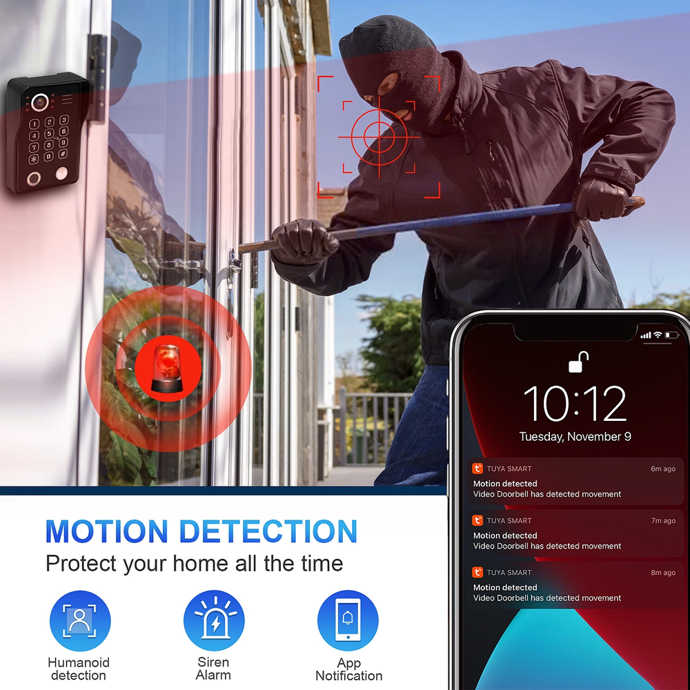 Anjielo 7/10 Inch 4-Wire WiFi Video Intercom System with 5-in-1 Unlock Fingerprint RFID Password App for Home Apartment