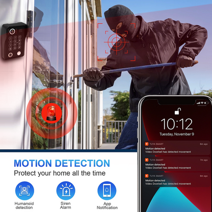 Anjielo 7/10 Inch 4-Wire WiFi Video Intercom System with 5-in-1 Unlock Fingerprint RFID Password App for Home Apartment