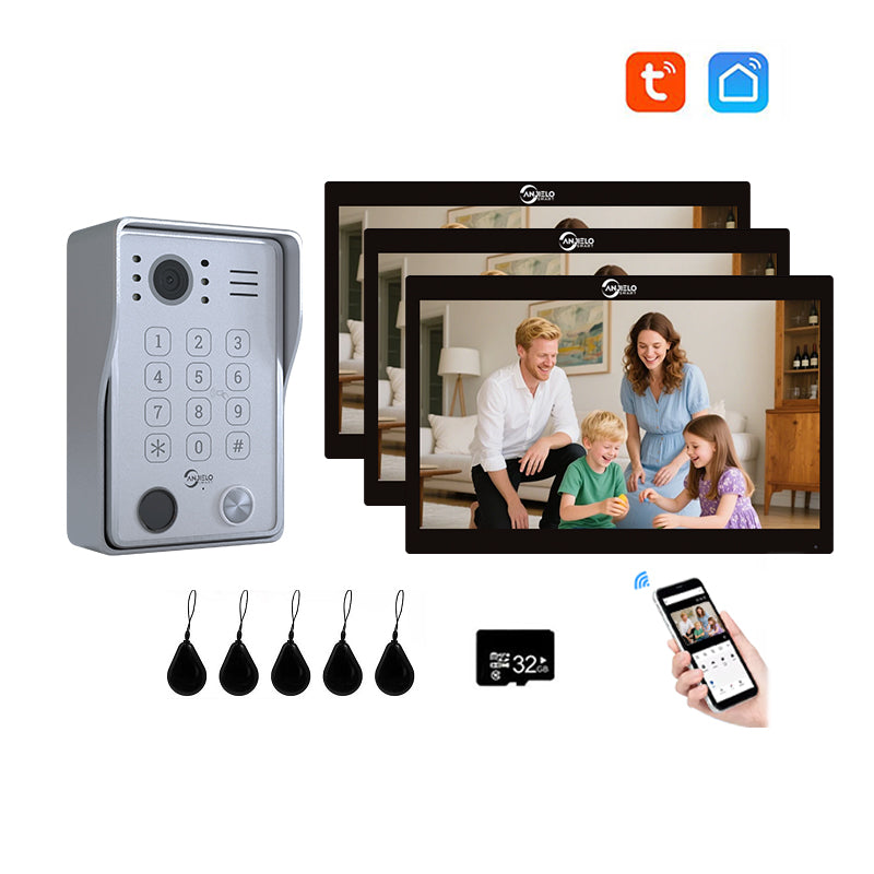 Anjielo Smart Wifi Doorbell Cam Video Intercom System by Tuya Wifi- 1080p HD Security and Multiple Unlock Options Including RFID Cards Support IP Camera