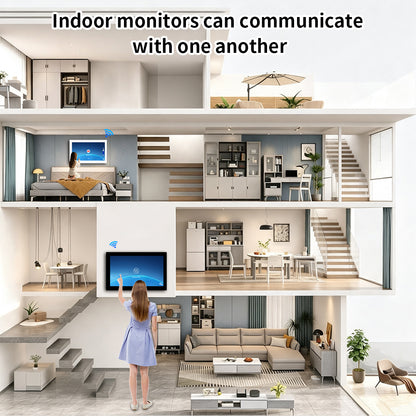Anjielo Smart 2-Wire Two Way Audio Video Intercom System, 7/10 Inch Touch Monitor, Tuya App Remote Unlock  Home Security Door Phone