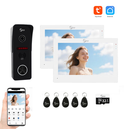 AnjieloSmart 7 Inch Monitor Wifi Smart Home Video Doorbe kit Intercom System with 1080p Monitor Rainproof Doorbell Camera