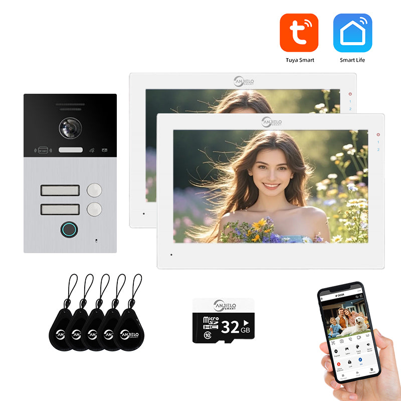 AnjieloSmart WIFI Tuya 7-inch Video Doorbell Intercom System Unlock 1080P Screen Video Doorbell Monitoring Motion Detection Home Security Intercom System