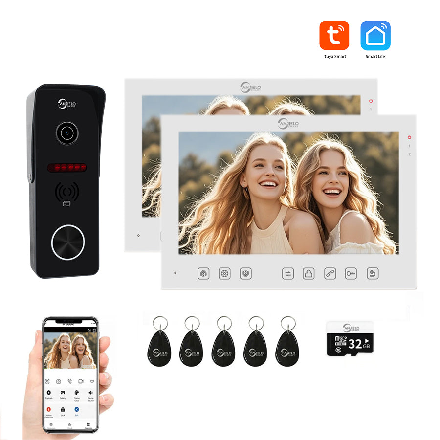 AnjieloSmart Tuya Wifi 7 inch Monitor Video Doorbell Video Door Phone Intercom System Access Control Camera Smart Apartment IC card unlocking