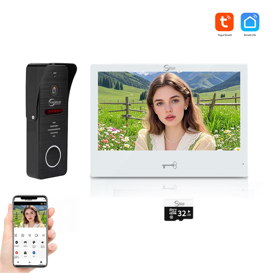 AnjieloSmart Tuya 10 Inch Touch Screen Indoor Surveillance 1080P 160° Wide Angle Doorbell Camera Video Intercom System for Villa