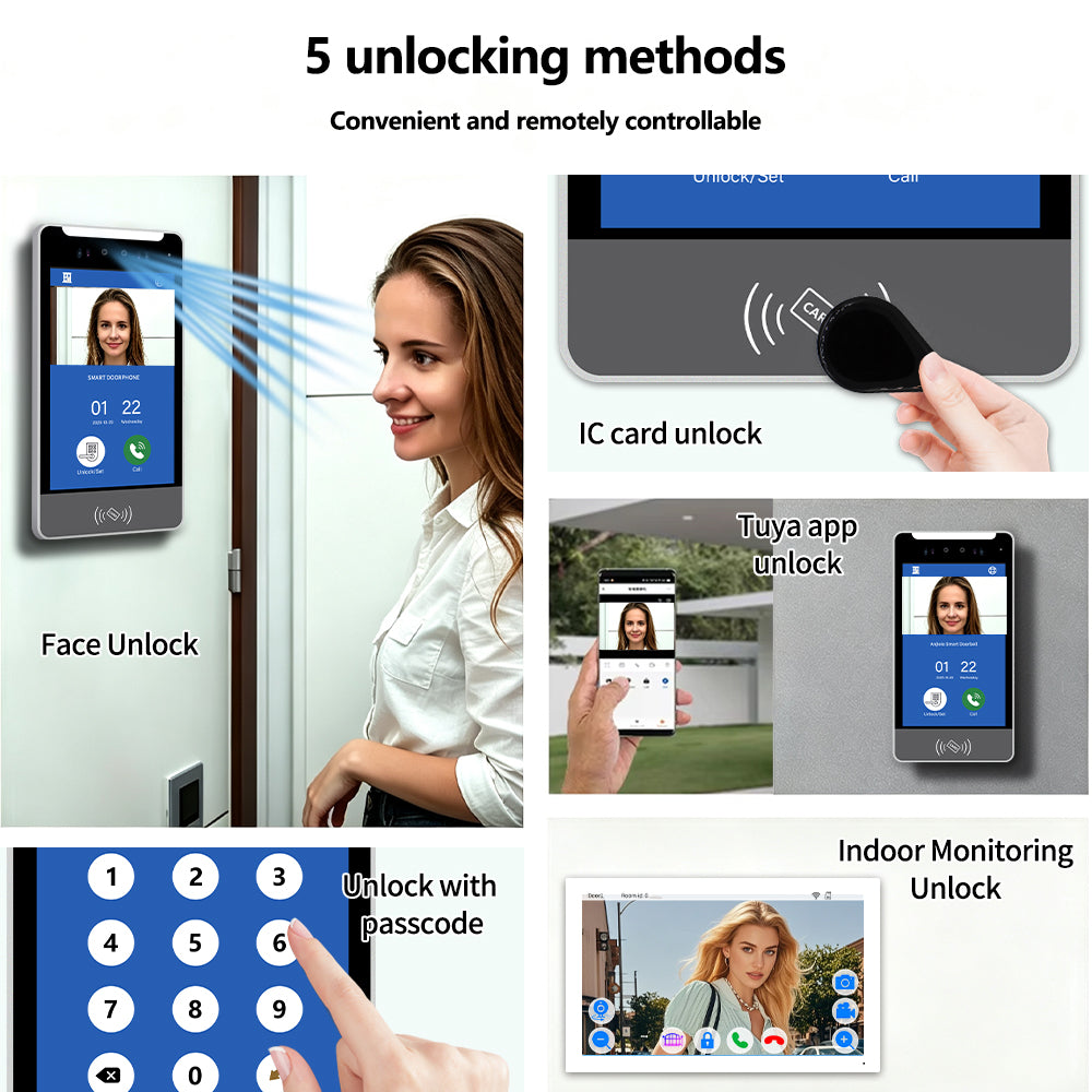 Anjielo Tuya 3D AI Facial Recognition Video Intercom, 5 Ways Unlock Villa Multi-Family Video Door Phone