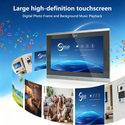 Anjielo 4-Wire Video Intercom | 7/10" Touch Screen Tuya Video Doorbell, IP65, RFID Remote Unlock, Night Vision Motion Detection