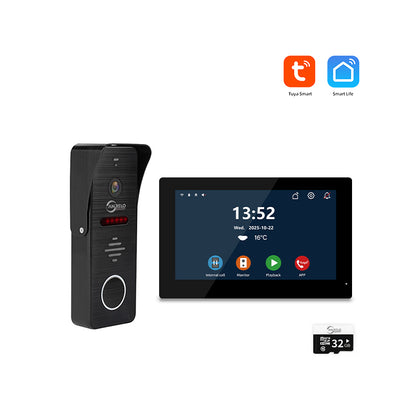 Anjielo Tuya Wifi Intercom Tuya Smart Home Wired Video Doorbell System 1080P Touch Screen 148° Doorbell Camera with Night Vision