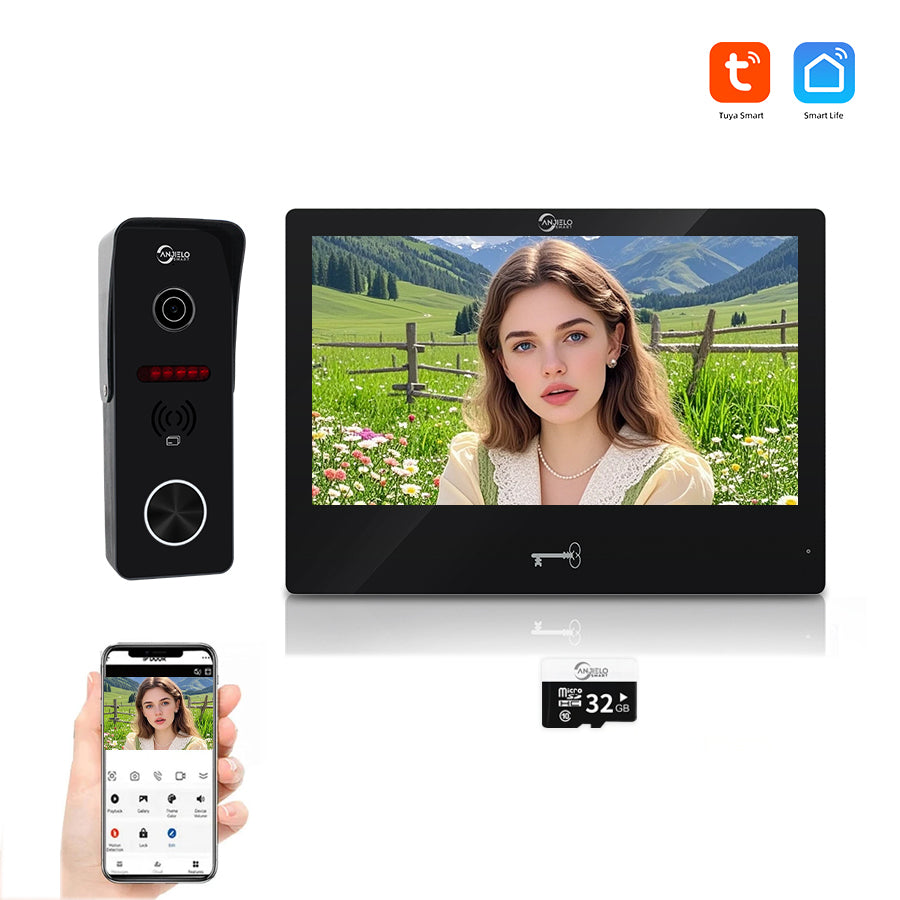 AnjieloSmart Tuya WIFI 10 inch VideoDoorbell Intercom System Access Control Camera Smart Security Device Family Apartment Electric Lock