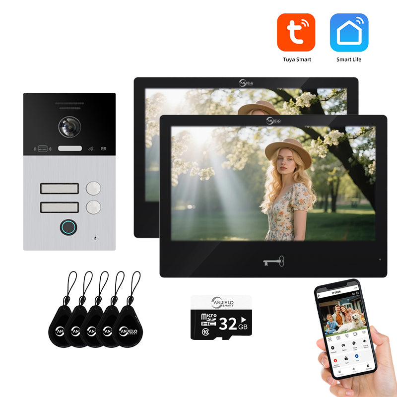 AnjieloSmart 10 inch Tuya Wifi Security Video Doorbell Intercom Systems 1080P With Door Phone Motion Detection For Multi-Apartment