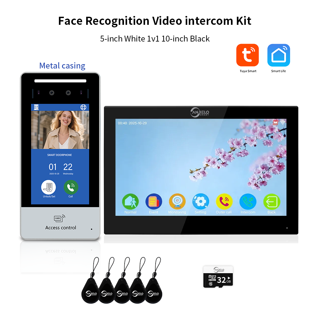 AnjieloSmart Newest Facial Recognition Video Intercom Multi-screen Display  IP AI Terminal For Multi-Apartment