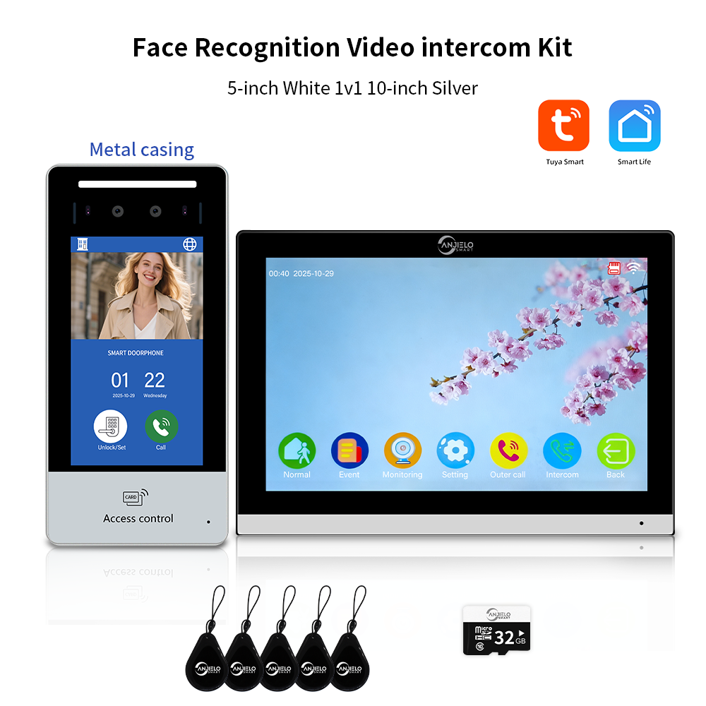 AnjieloSmart Newest Facial Recognition Video Intercom Multi-screen Display  IP AI Terminal For Multi-Apartment