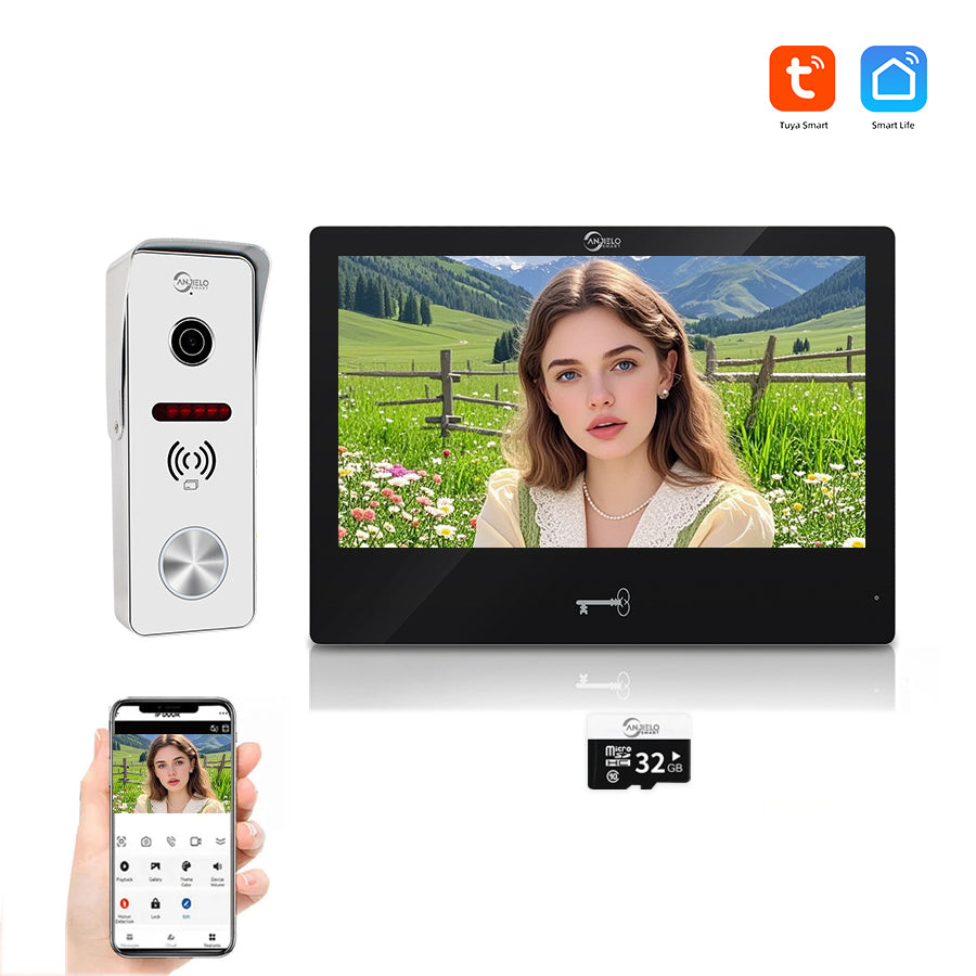 AnjieloSmart Tuya WIFI 10 inch VideoDoorbell Intercom System Access Control Camera Smart Security Device Family Apartment Electric Lock