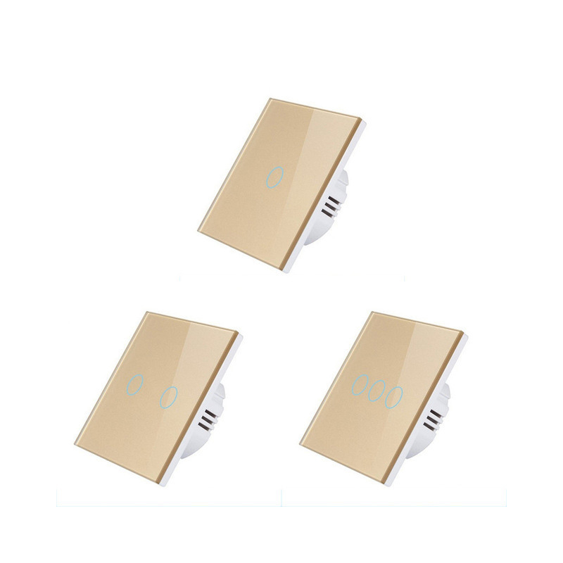 AnjeloSmart Type 86 European standard single touch switch, 1/2/3 gang touch sensor switch, glass panel light switch