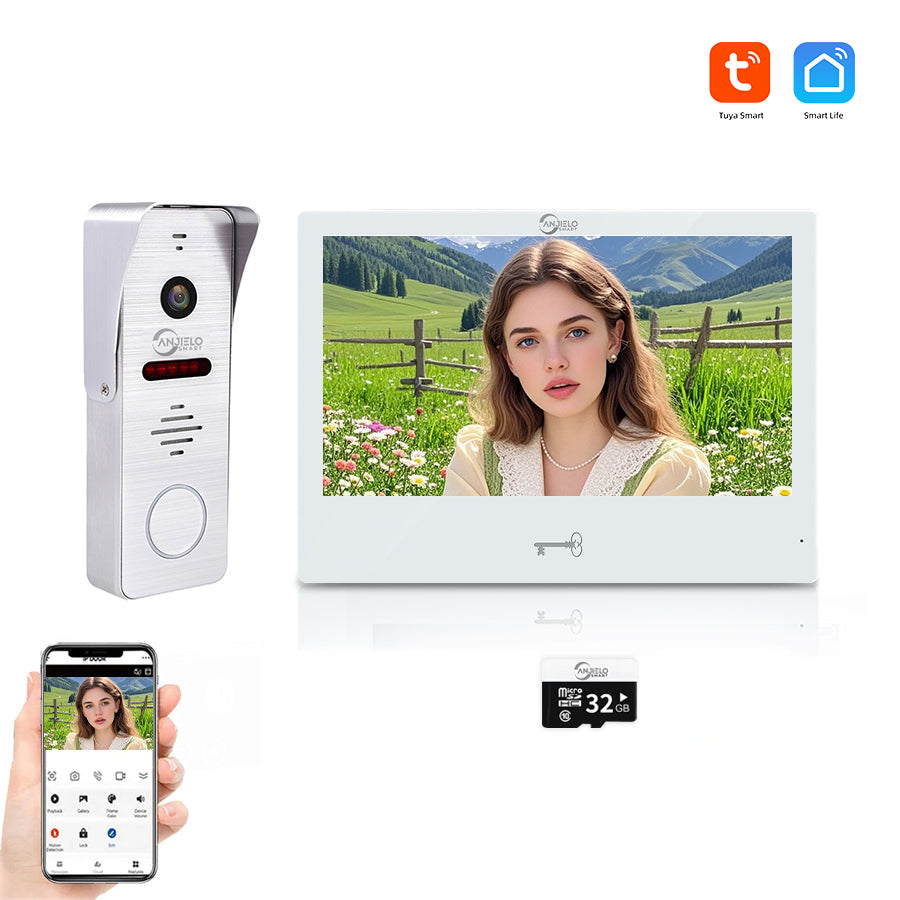 AnjieloSmart Tuya 10 Inch Touch Screen Indoor Surveillance 1080P 160° Wide Angle Doorbell Camera Video Intercom System for Villa
