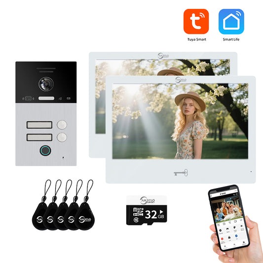 AnjieloSmart 10 inch Tuya Wifi Security Video Doorbell Intercom Systems 1080P With Door Phone Motion Detection For Multi-Apartment