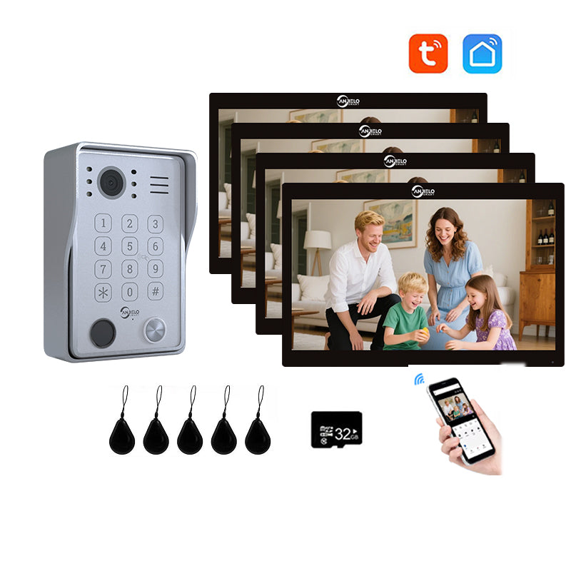 Anjielo Smart Wifi Doorbell Cam Video Intercom System by Tuya Wifi- 1080p HD Security and Multiple Unlock Options Including RFID Cards Support IP Camera