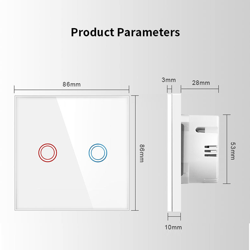 AnjieloSmart European standard 86-type wireless remote control switch with tempered glass panel, capable of penetrating walls, 433MHz RF switch.