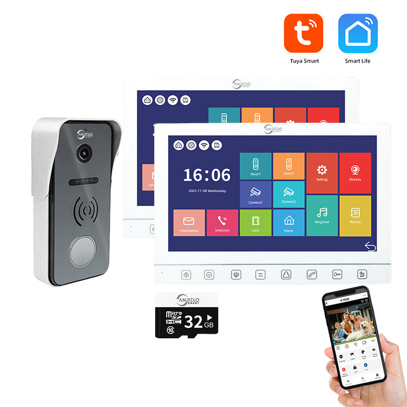 AnjieloSmart 7 Inch Touch Monitor Video Intercom System With Night Vision Motion Detection Doorbell Camera Video Doorbell System For Home