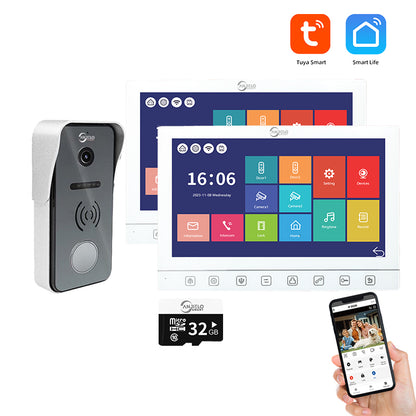 AnjieloSmart 7 Inch Touch Monitor Video Intercom System With Night Vision Motion Detection Doorbell Camera Video Doorbell System For Home