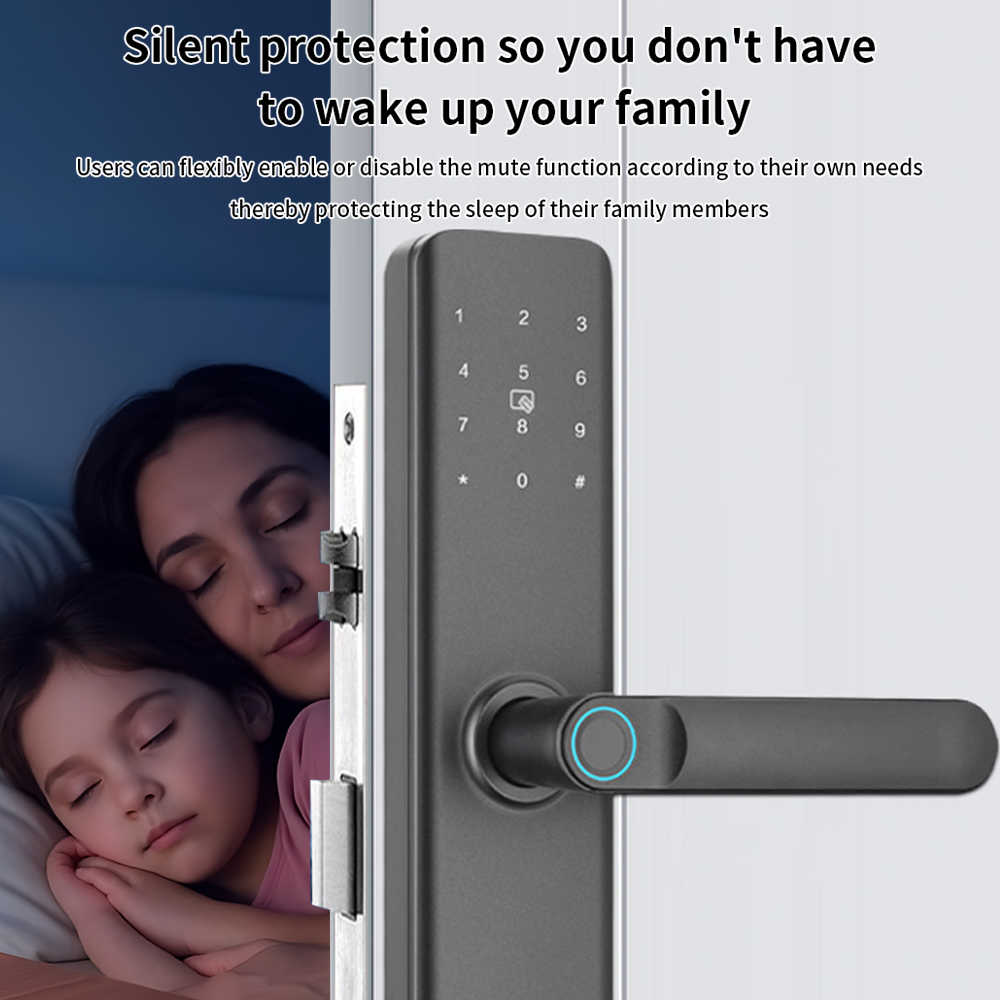 AnjieoSmart Quiet Smart Lock - Fingerprint Entry, Won't Wake Family, with Tamper Alert & Emergency USB Power