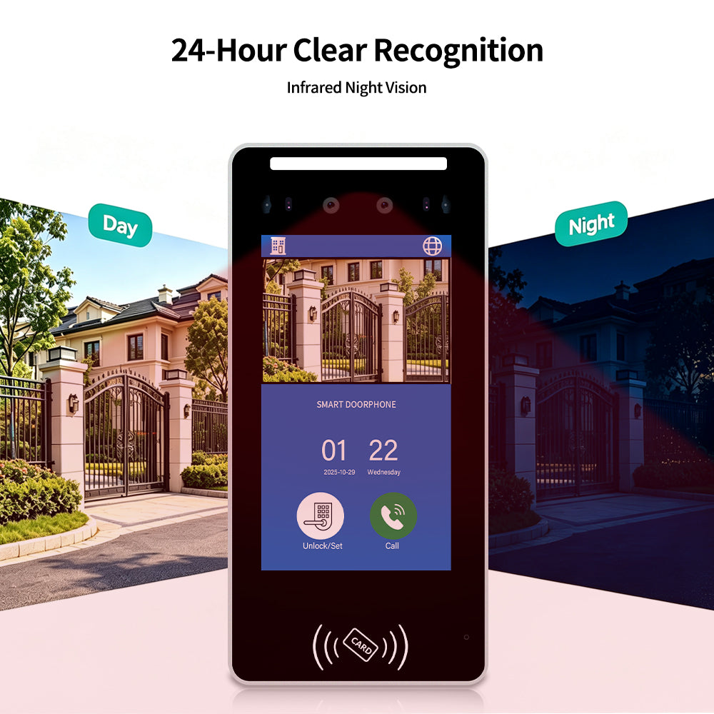 Anjielo Tuya 3D AI Facial Recognition Video Intercom, 5 Ways Unlock Villa Multi-Family Video Door Phone