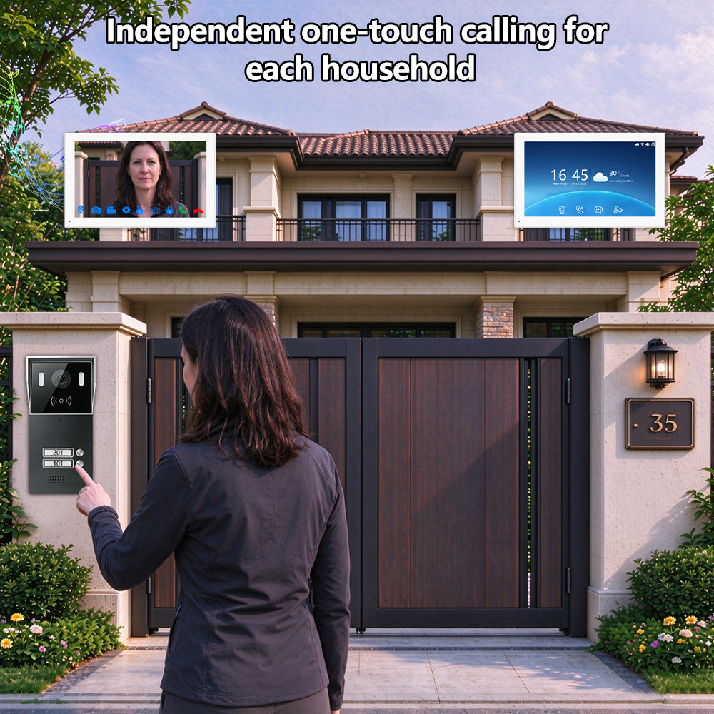 Anjielo Smart 2-Wire Multi-Tenant Video Intercom System Tuya APP Remote Unlock Wired Video Door Phone for Apartment Townhouse
