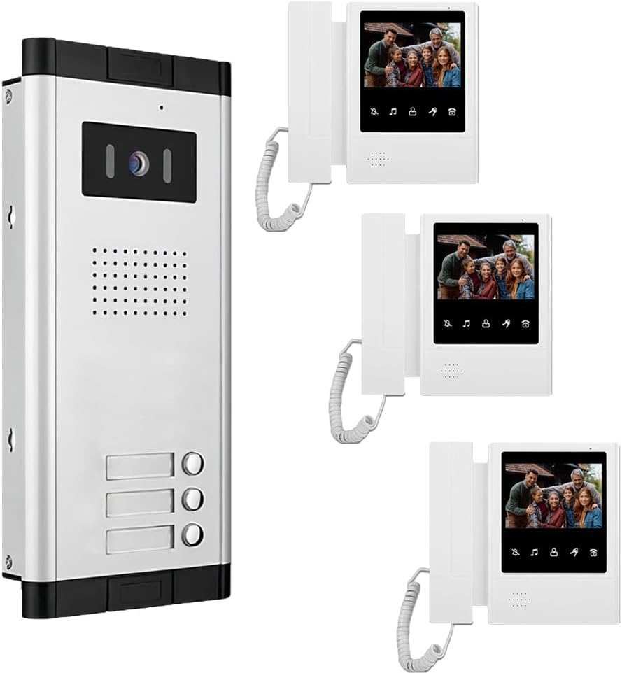 Multi-family Apartment Intercom System 2/3/4/6/8/10/12 Units 4.3 Inch Monitor Indoor Outdoor Video Doorbell ID Card Unlock