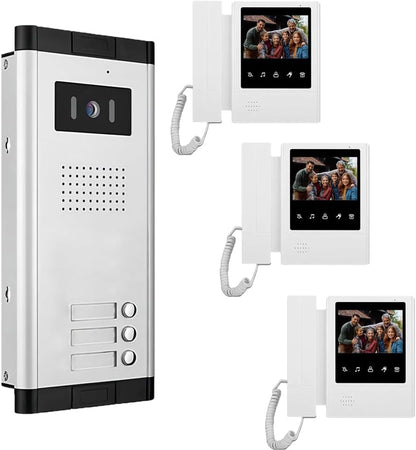Multi-family Apartment Intercom System 2/3/4/6/8/10/12 Units 4.3 Inch Monitor Indoor Outdoor Video Doorbell ID Card Unlock