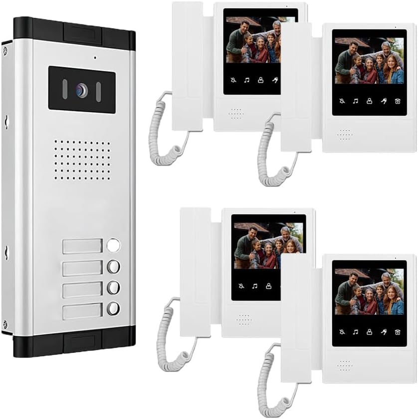 Multi-family Apartment Intercom System 2/3/4/6/8/10/12 Units 4.3 Inch Monitor Indoor Outdoor Video Doorbell ID Card Unlock