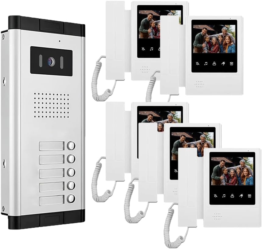 Multi-family Apartment Intercom System 2/3/4/6/8/10/12 Units 4.3 Inch Monitor Indoor Outdoor Video Doorbell ID Card Unlock