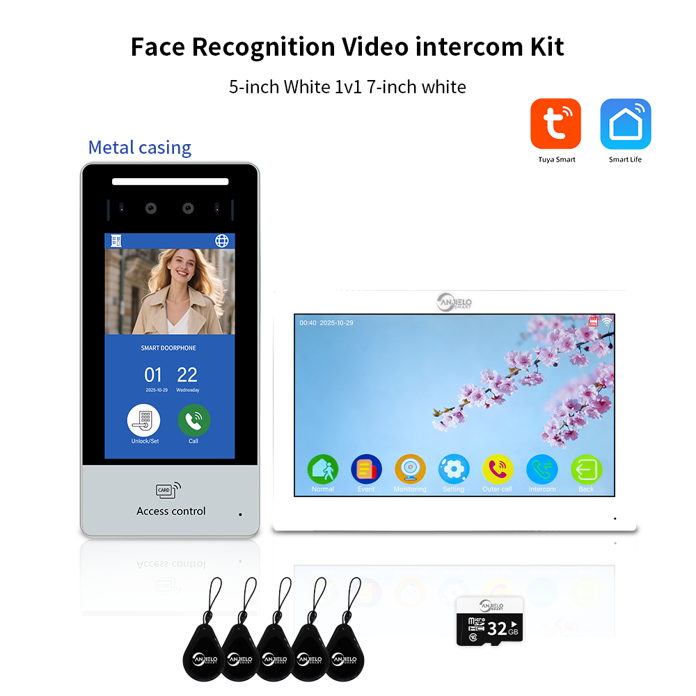 AnjieloSmart Newest Facial Recognition Video Intercom Multi-screen Display  IP AI Terminal For Multi-Apartment