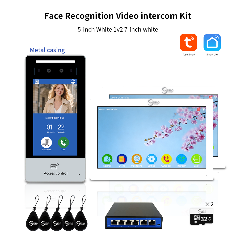 AnjieloSmart Newest Facial Recognition Video Intercom Multi-screen Display  IP AI Terminal For Multi-Apartment