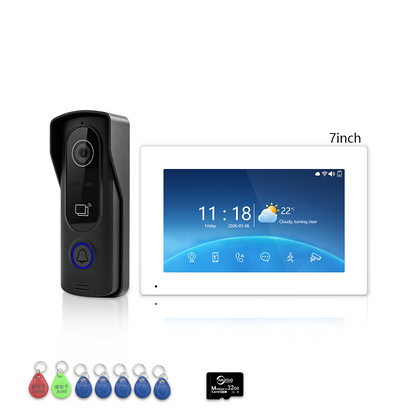 4-Wire Tuya Smart Video Intercom Kit, 7/10 Inch Touch Indoor Monitor, RFID Card & App Remote Unlock Villa Door Phone