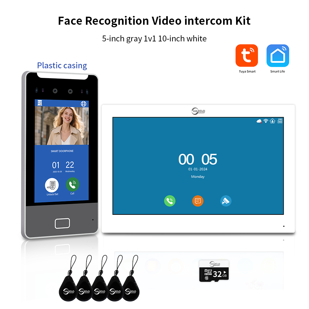 AnjieloSmart Newest Facial Recognition Video Intercom Multi-screen Display  IP AI Terminal For Multi-Apartment
