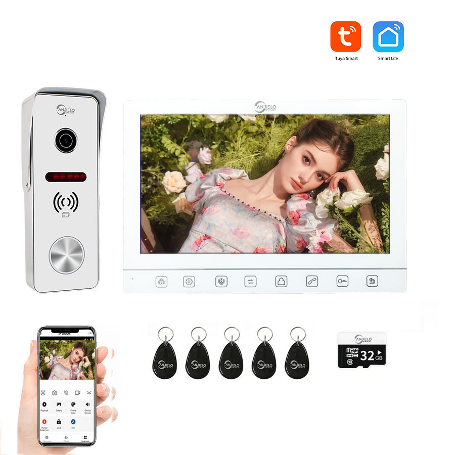 AnjieloSmart 1080P Tuya WIFI Video Intercom 7 inch Monitor For Home Residencial Video Doorbell Camera Tuya Video Intercoms For Apartment Villa Home