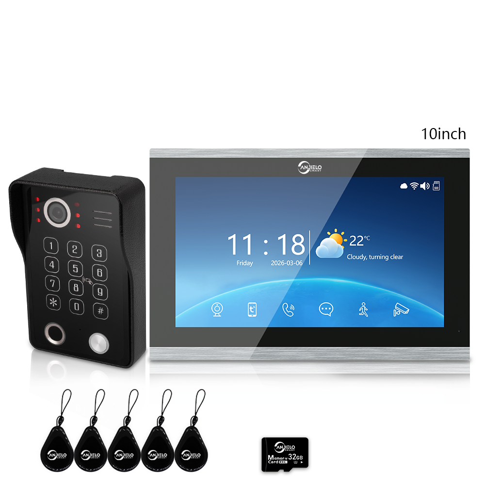 Anjielo 1080P Villa Video Intercom Tuya Smart IP65 Waterproof  4 Wire 5-in-1 Unlocking Video Intercom System