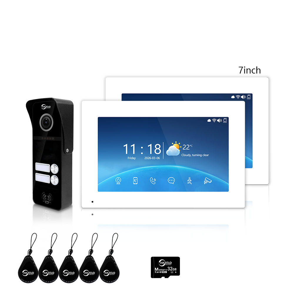 Anjielo Smart 4-Wire Tuya Video Intercom System 7/10 Inch Touch Screen Multi Family Video Door Phone 1080P IR Night Vision RFID Card Unlock