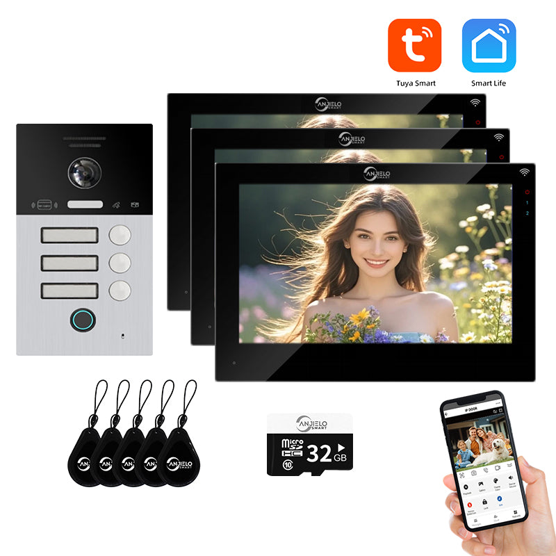 AnjieloSmart WIFI Tuya 7-inch Video Doorbell Intercom System Unlock 1080P Screen Video Doorbell Monitoring Motion Detection Home Security Intercom System