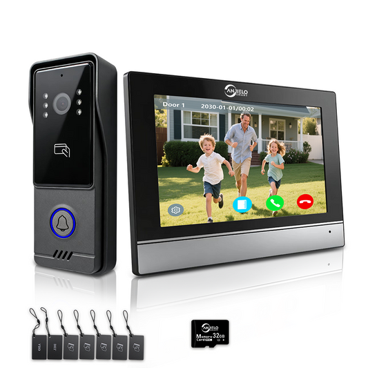 AnjieloSmart Latest Video Door Phone Access Control System - 1080P HD, IC Card & NFC Unlock, 7/10-inch Touchscreen Indoor Monitor, Tuya App Support