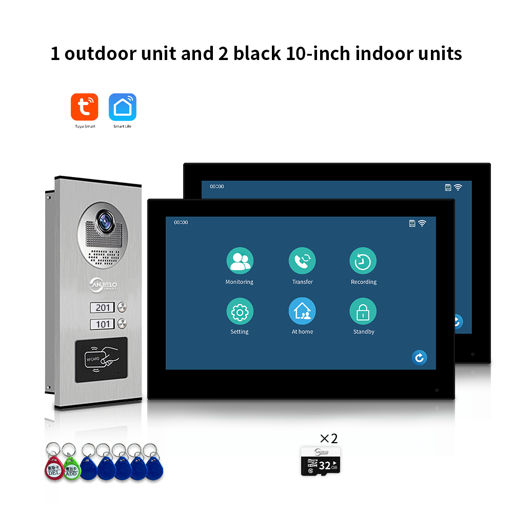 AnjieloSmart Newest Building Video Intercom System Tuya Wifi 1080P with 7/10 Inch Monitor for Multi Apartment