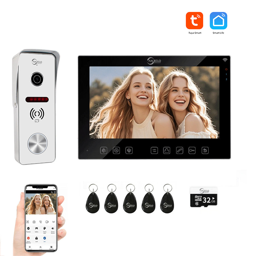 AnjieloSmart Tuya Wifi 7 inch Monitor Video Doorbell Video Door Phone Intercom System Access Control Camera Smart Apartment IC card unlocking