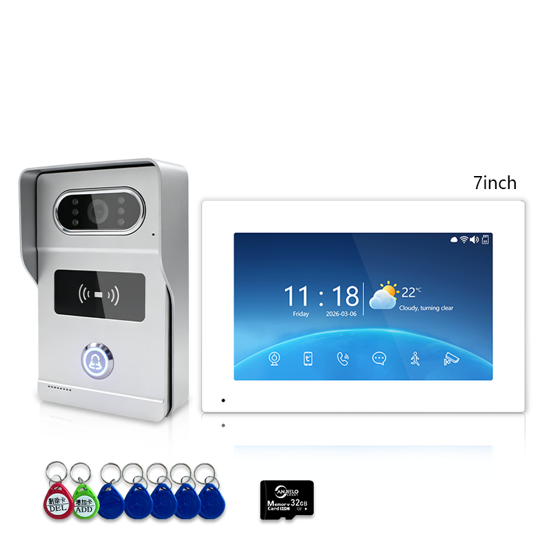 Anjielo Tuya Smart Home Villa Security Video Doorbell Infrared Night Vision 4 Wire Video Intercom System