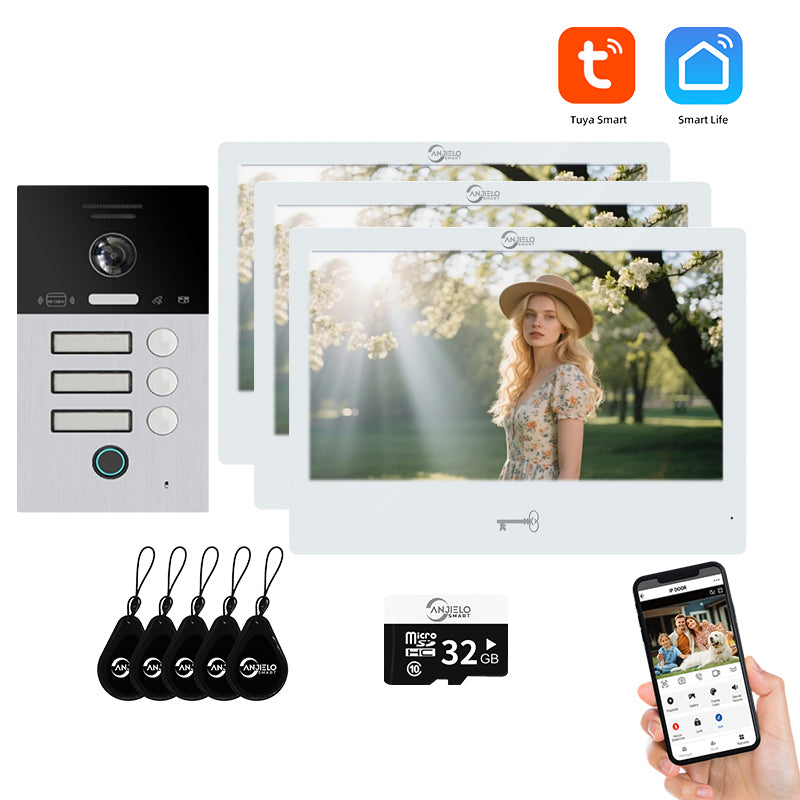 AnjieloSmart 10 inch Tuya Wifi Security Video Doorbell Intercom Systems 1080P With Door Phone Motion Detection For Multi-Apartment