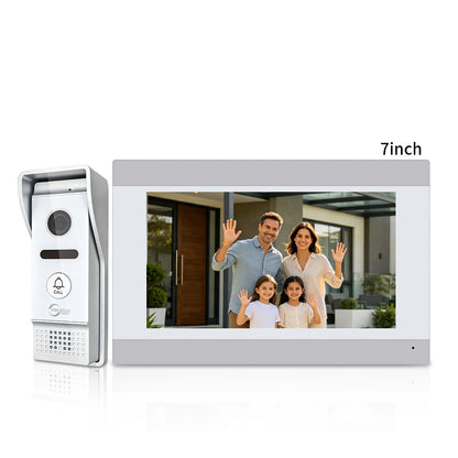 Anjielo 4 Wire Video Intercom System Two Way Audio Wired Video Door Phone Home Security for Villa and Apartment