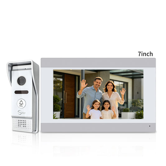 Anjielo 4 Wire Video Intercom System Two Way Audio Wired Video Door Phone Home Security for Villa and Apartment